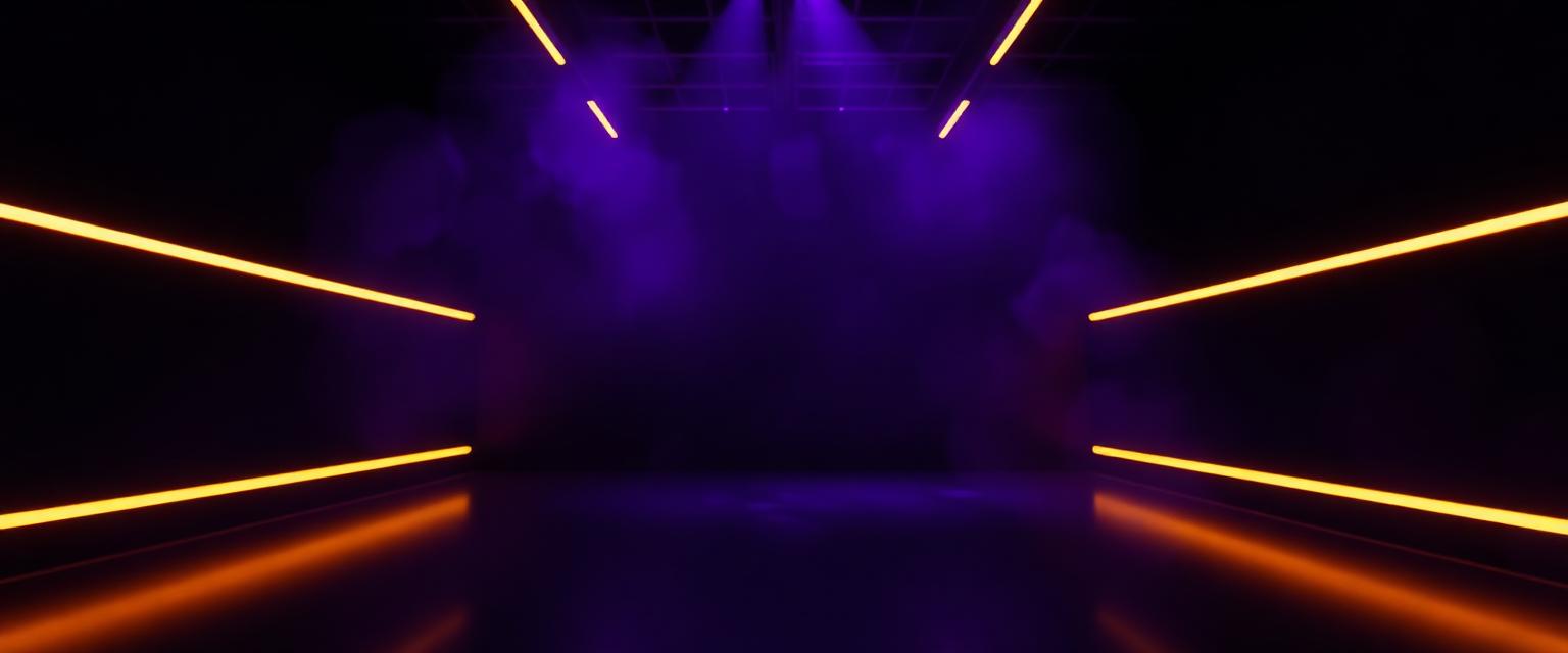 The SAMULTRA studio: a darkened control room lit by monitors and warm gold accents